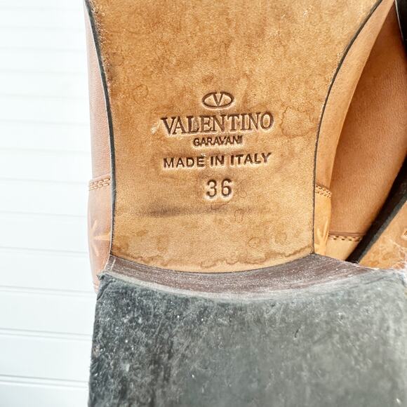 Valentino Santeria Brown Leather Riding Boots Embossed Western Knee High 36 - Picture 11 of 12